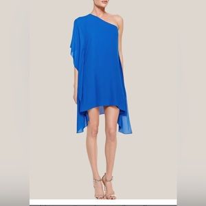BCBGMaxazria Alana One-Shoulder Side-Drape Dress in Cobalt/Larkspur Blue XXS EUC
